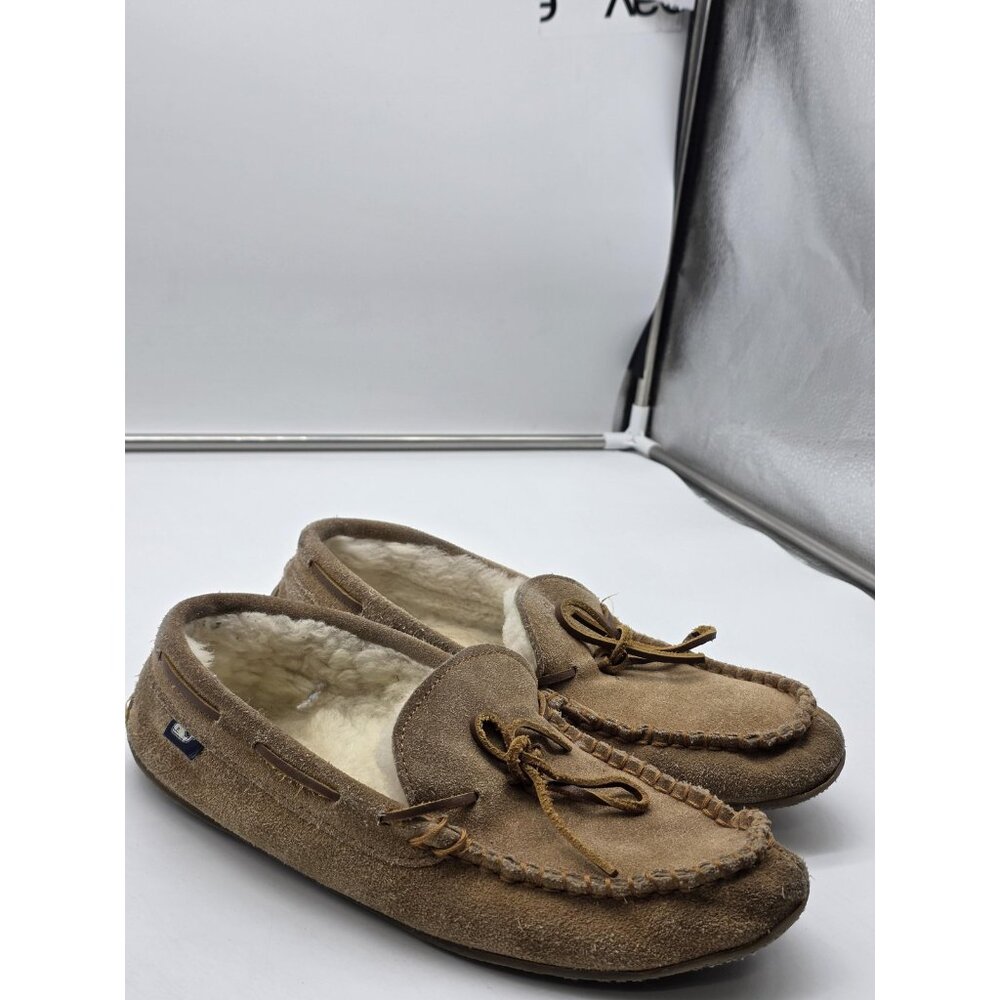 Vineyard Vines Slippers Shoes Men10 Brown Suede Shearling Moccasin Indoor House